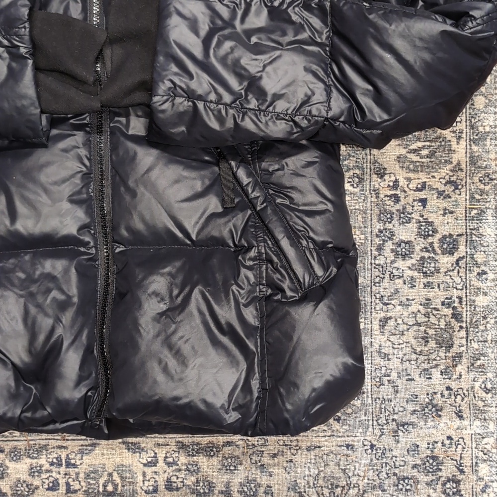 S13 NYC Down Glossy Puffer Jacket w/ Faux Fur Trim in Black Thumbhole - Picture 4 of 7